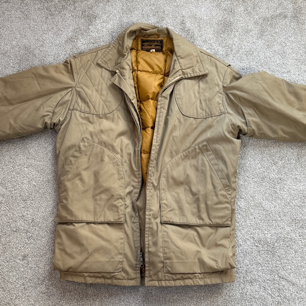 Eddie Bauer Men's Khaki Goose Down Hunting Jacket
